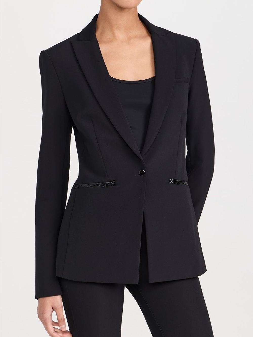Free People Scuba Jacket Zip Pocket Blazer in Black